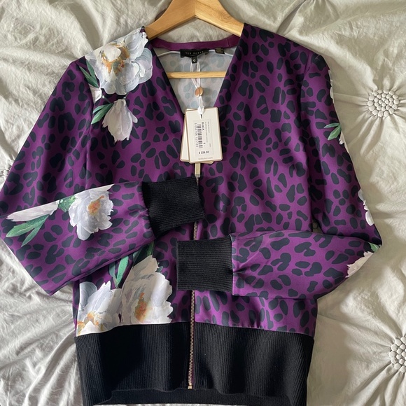 ❤️Host Pick❤️ NWT TED BAKER Willow Wilderness Zip Bomber Jacket - Size S - Picture 2 of 8